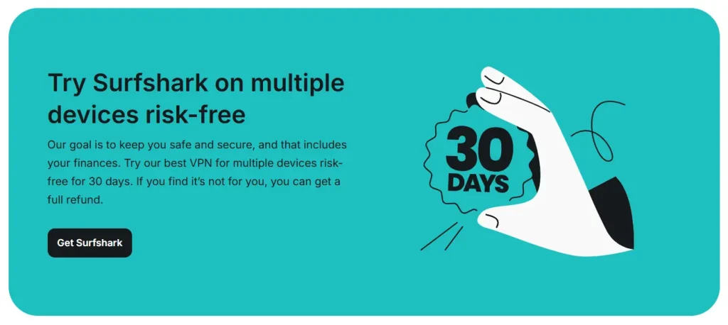 30 Days Money back Surfshark