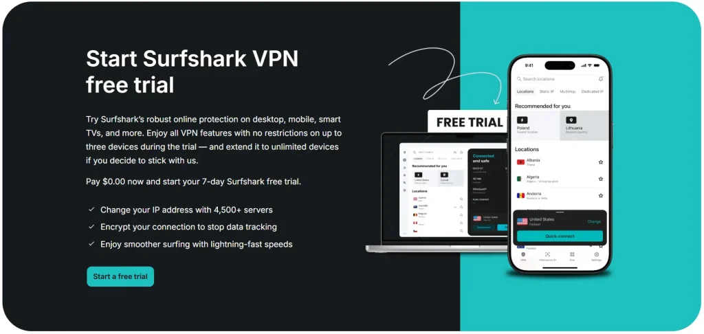 Surfshark free Trial